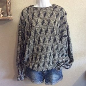 Vintage Wool Large Geometric Grandpa Sweater 1205